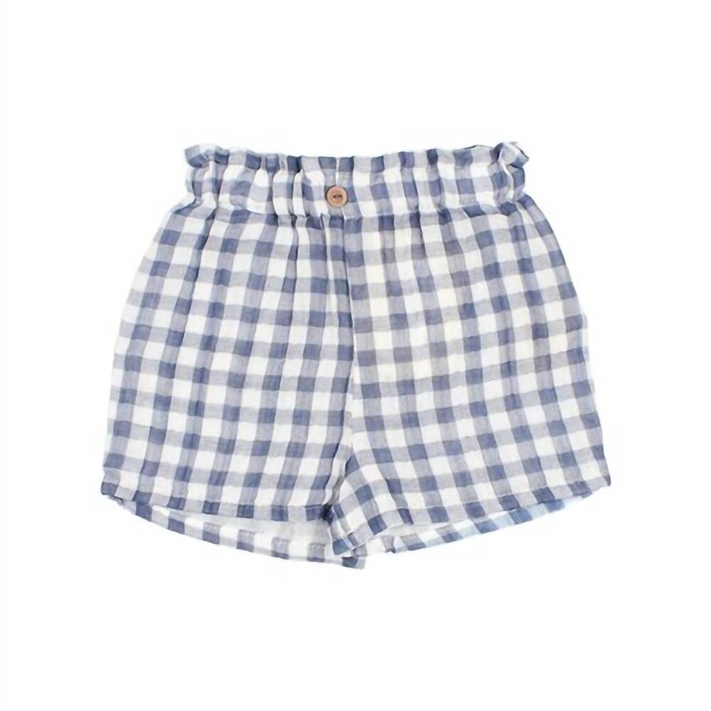 NEW BÚHO boys' gingham waistband shorts in blue stone